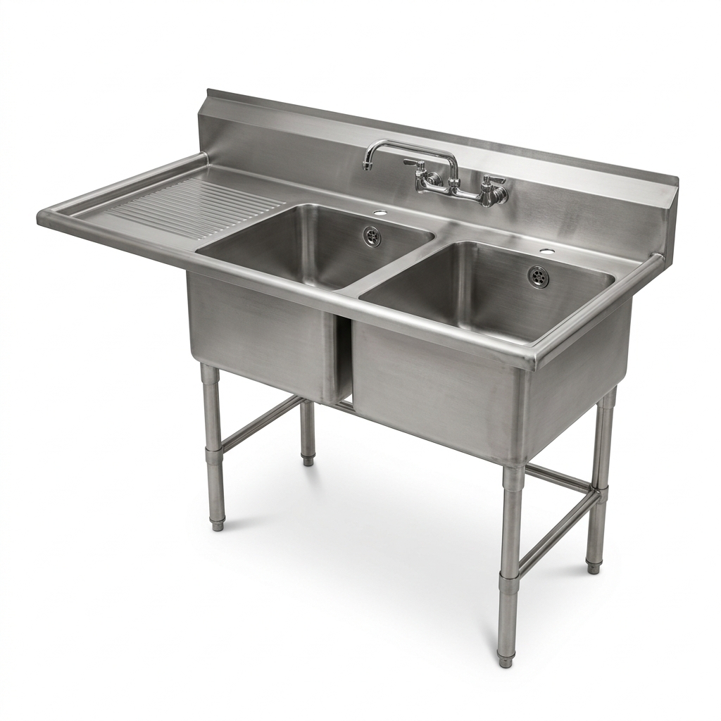 Stainless Steel Commercial Double Bowl Sink for Kitchens